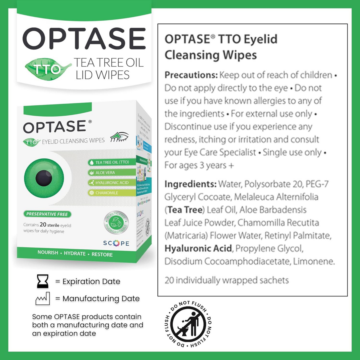 Optase TTO Eye Lid Wipes
